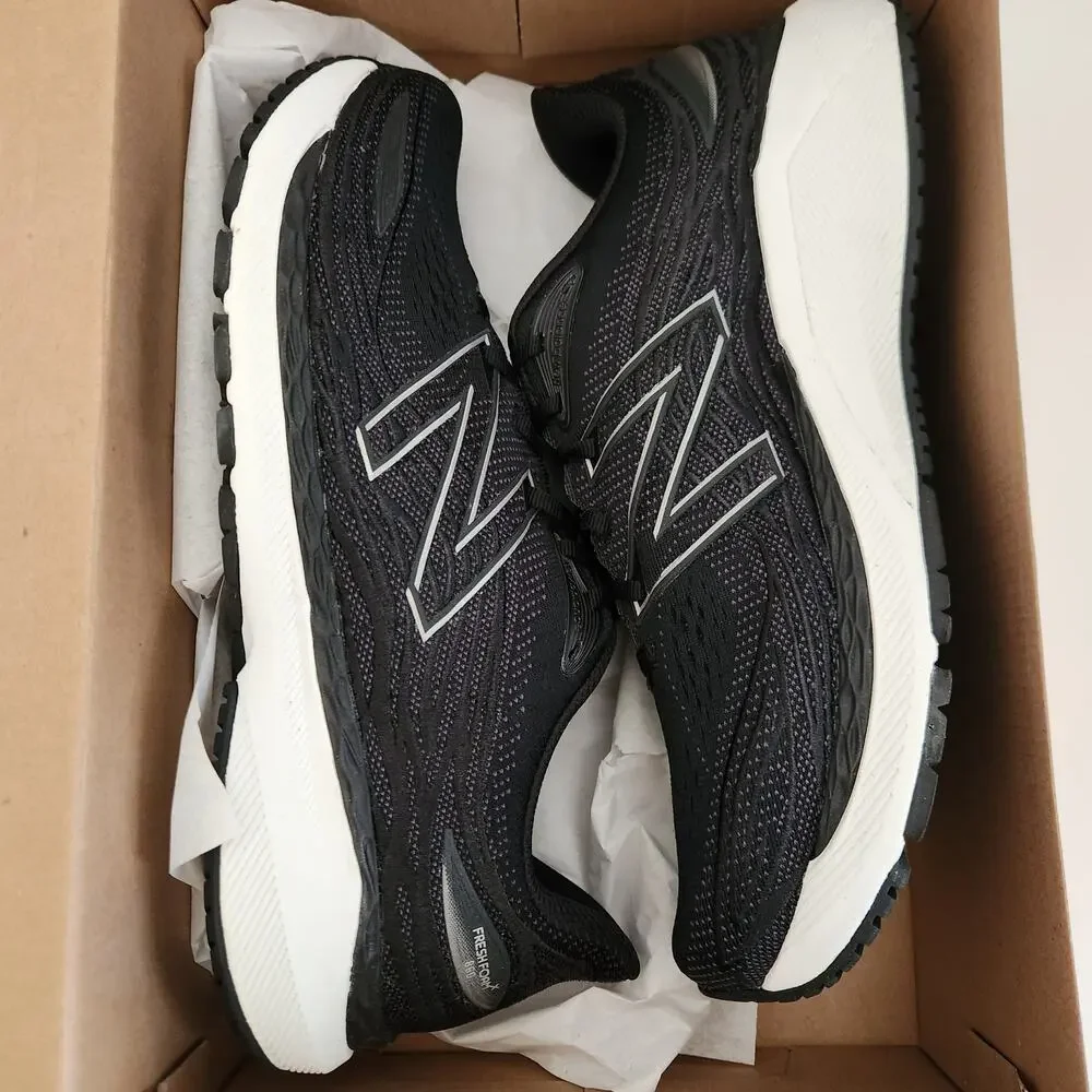 New Balance Men's Fresh Foam X 860 V12 Running Shoe, Black/White, 12.5 W